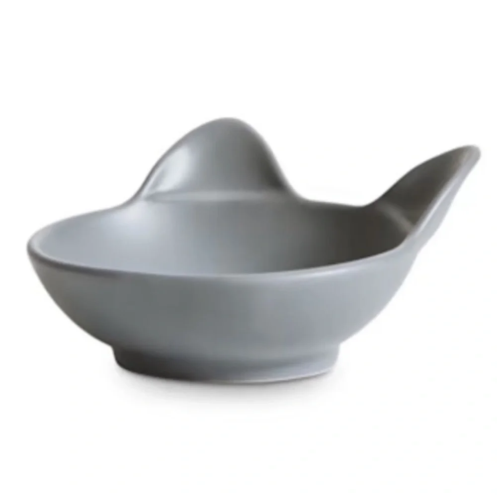 Cat Bowl Feeding Set (2)•Grey•Cat Head-Shaped Satin Stoneware•Dishwasher Safe